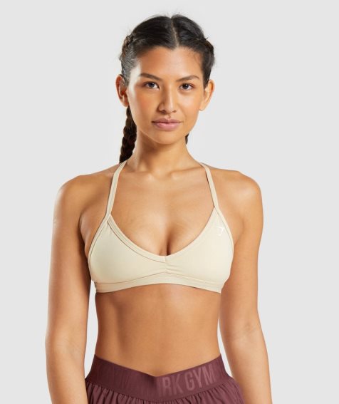 Women's Gymshark Minimal Sports Bra Beige | NZ 1PWKUB